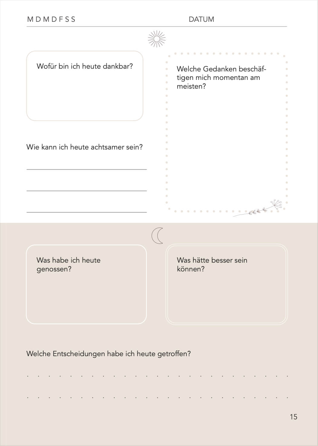 Seite 15 vom Achtsamkeitsbuch