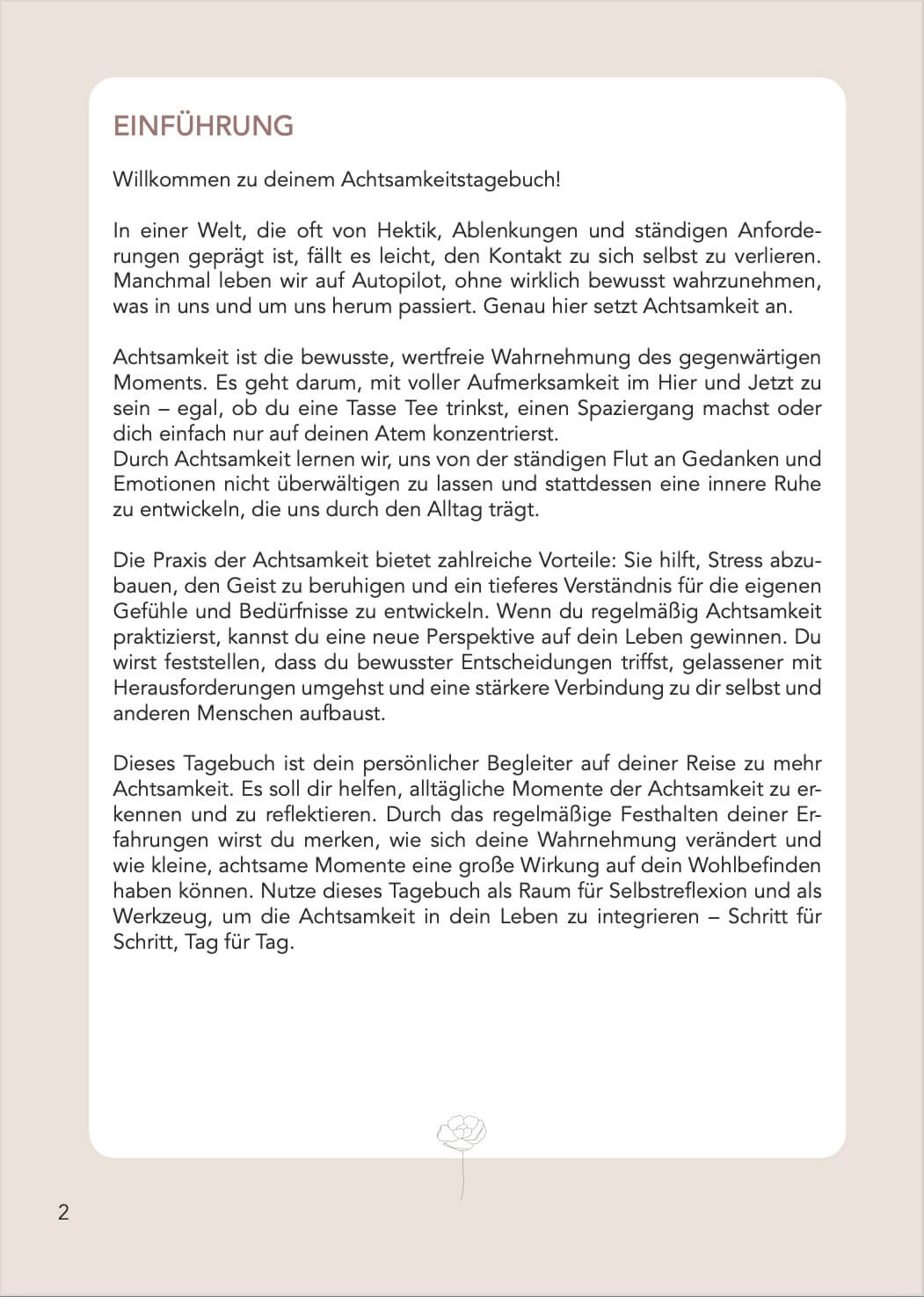 Seite 2 vom Achtsamkeitsbuch